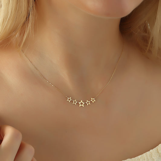 14k Solid Gold Star Necklace