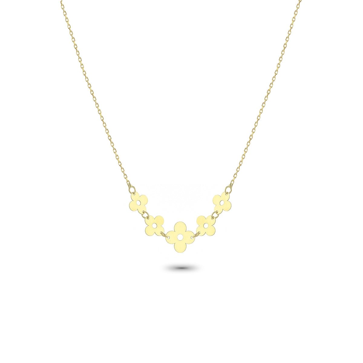 14k Solid Gold Flower Necklace - alternate view 2