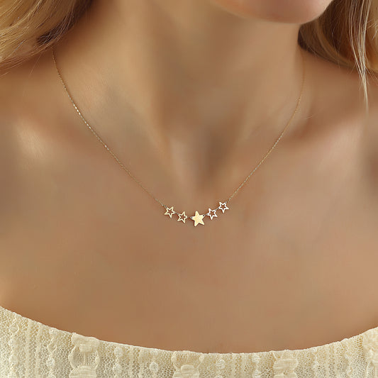 14k Solid Gold Star Necklace