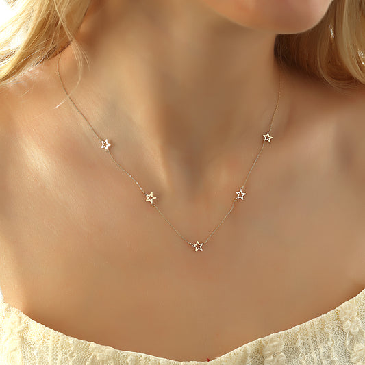 14k Solid Gold Star Necklace
