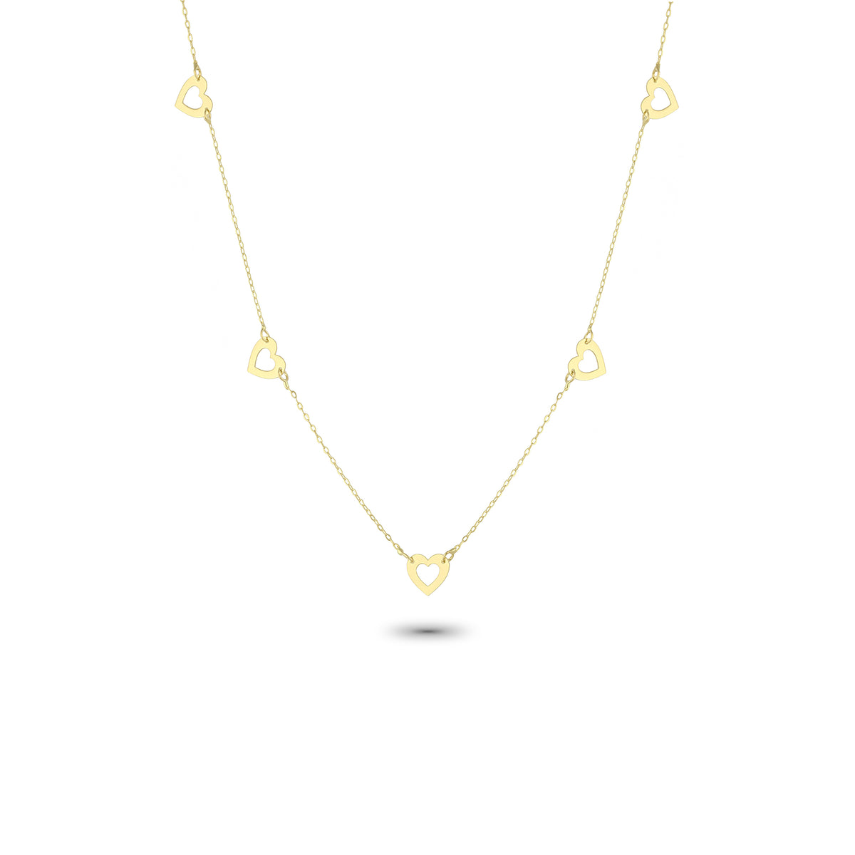 14k Solid Gold Heart Necklace - alternate view 2
