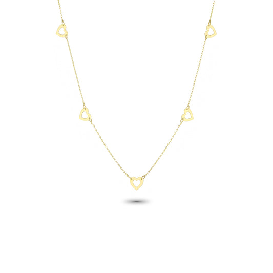 14k Solid Gold Heart Necklace - alternate view 2