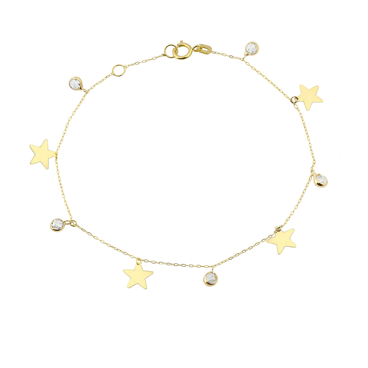 14k Solid Gold Star Bracelet - alternate view 2