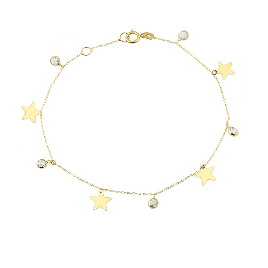 14k Solid Gold Star Bracelet - alternate view 2