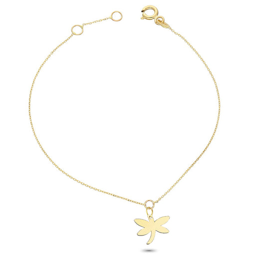 14k Solid Gold Dragonfly Bracelet