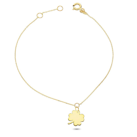 14k Solid Gold Clover Bracelet