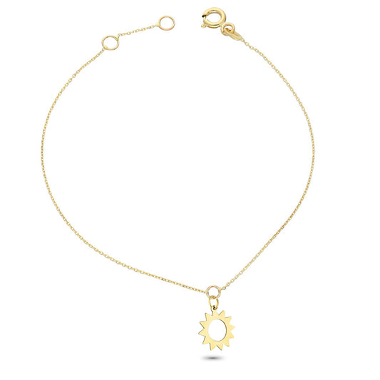 14k Solid Gold Sun Bracelet