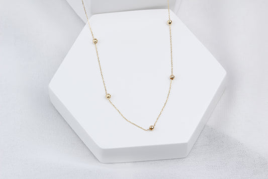 14k Solid Gold Ball Necklace - alternate view 2