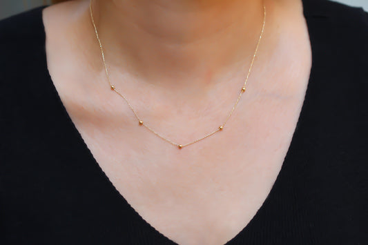 14k Solid Gold Ball Necklace