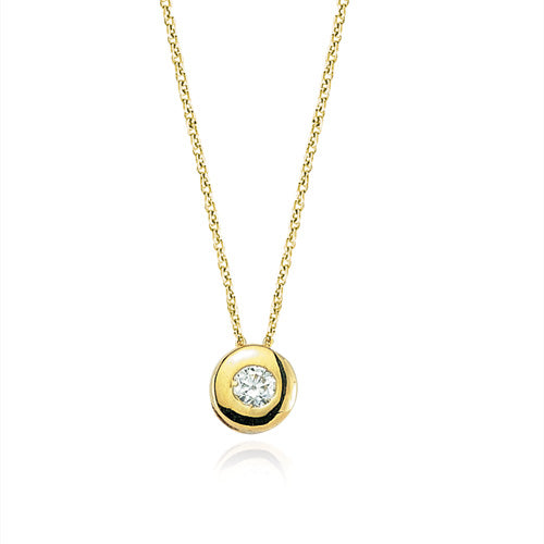 14k Solid Gold Solitaire Necklace