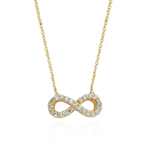 14k Solid Gold Pave Infinity Necklace