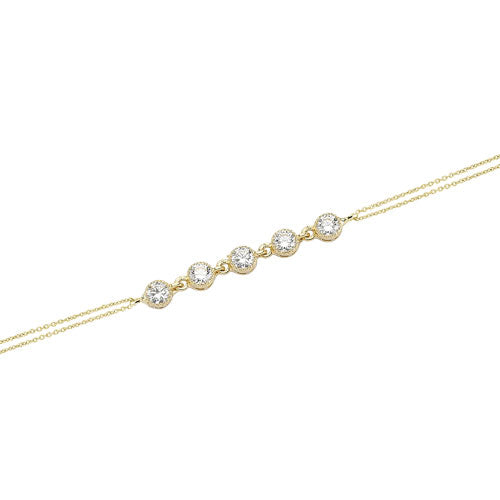 14k Solid Gold 5 Pave Waterway Bracelet