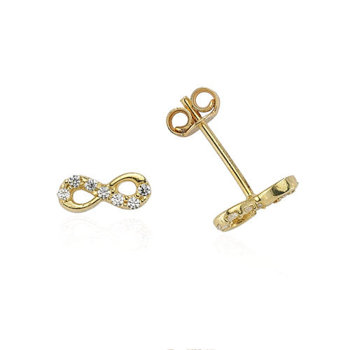 14k Solid Gold Pave Infinity Earring