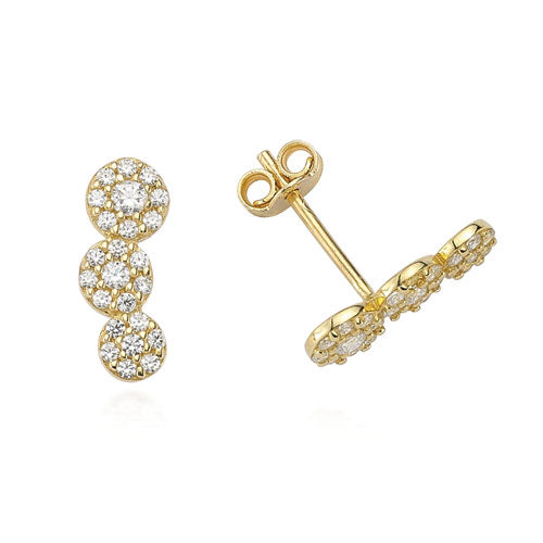TRIPLE PAVE STUD EARRINGS