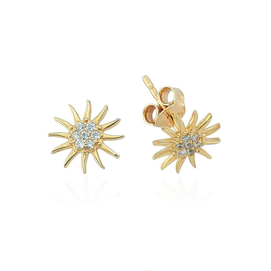 14k Solid Gold Sun Earring
