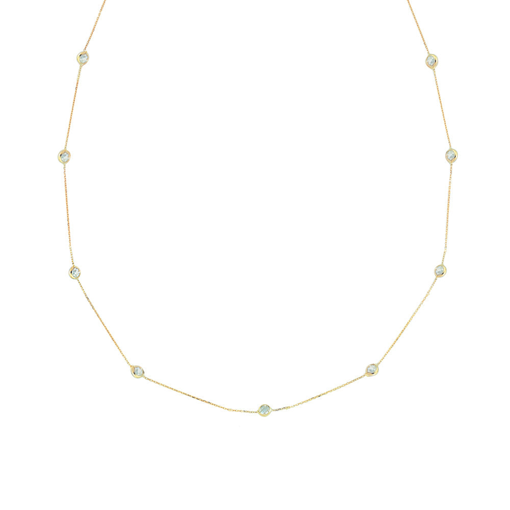 14k Solid Gold Pave Necklace