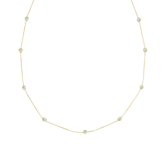 14k Solid Gold Pave Necklace