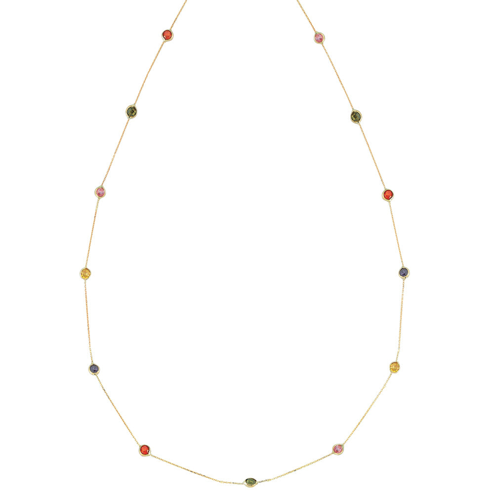 14k Solid Gold Colored Pave Necklace