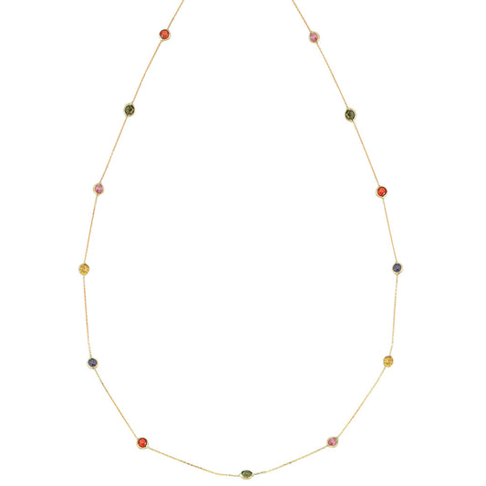14k Solid Gold Colored Pave Necklace