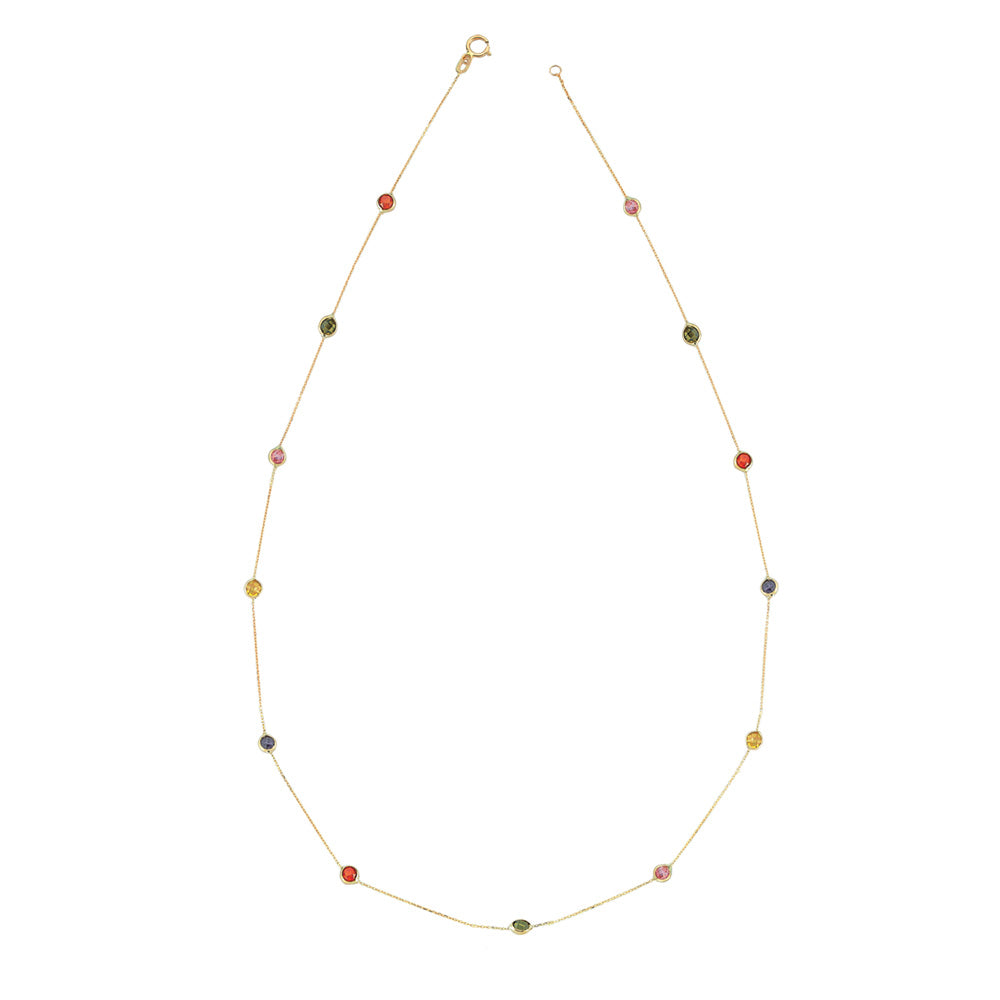 14k Solid Gold Colored Pave Necklace - alternate view 2