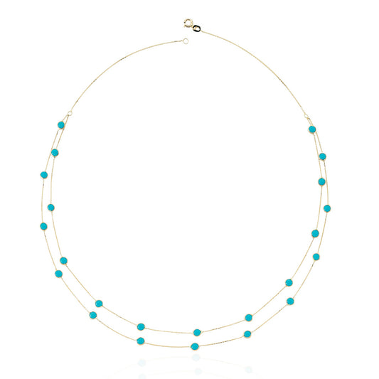 14k Solid Gold Turquoise Pave Necklace - alternate view 2