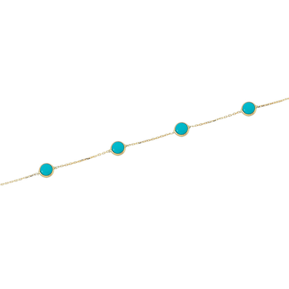 14k Solid Gold Turquoise Bracelet - alternate view 2