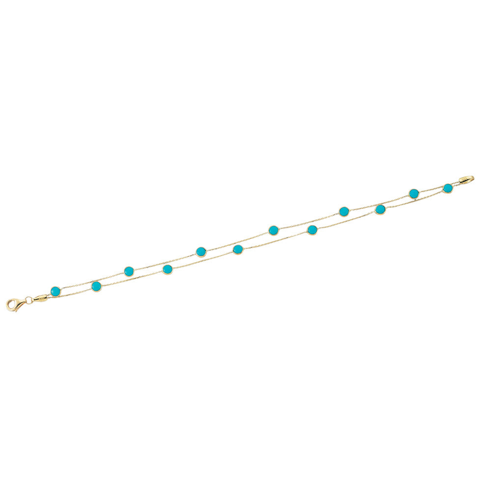 14k Solid Gold Turquoise Bracelet - alternate view 2