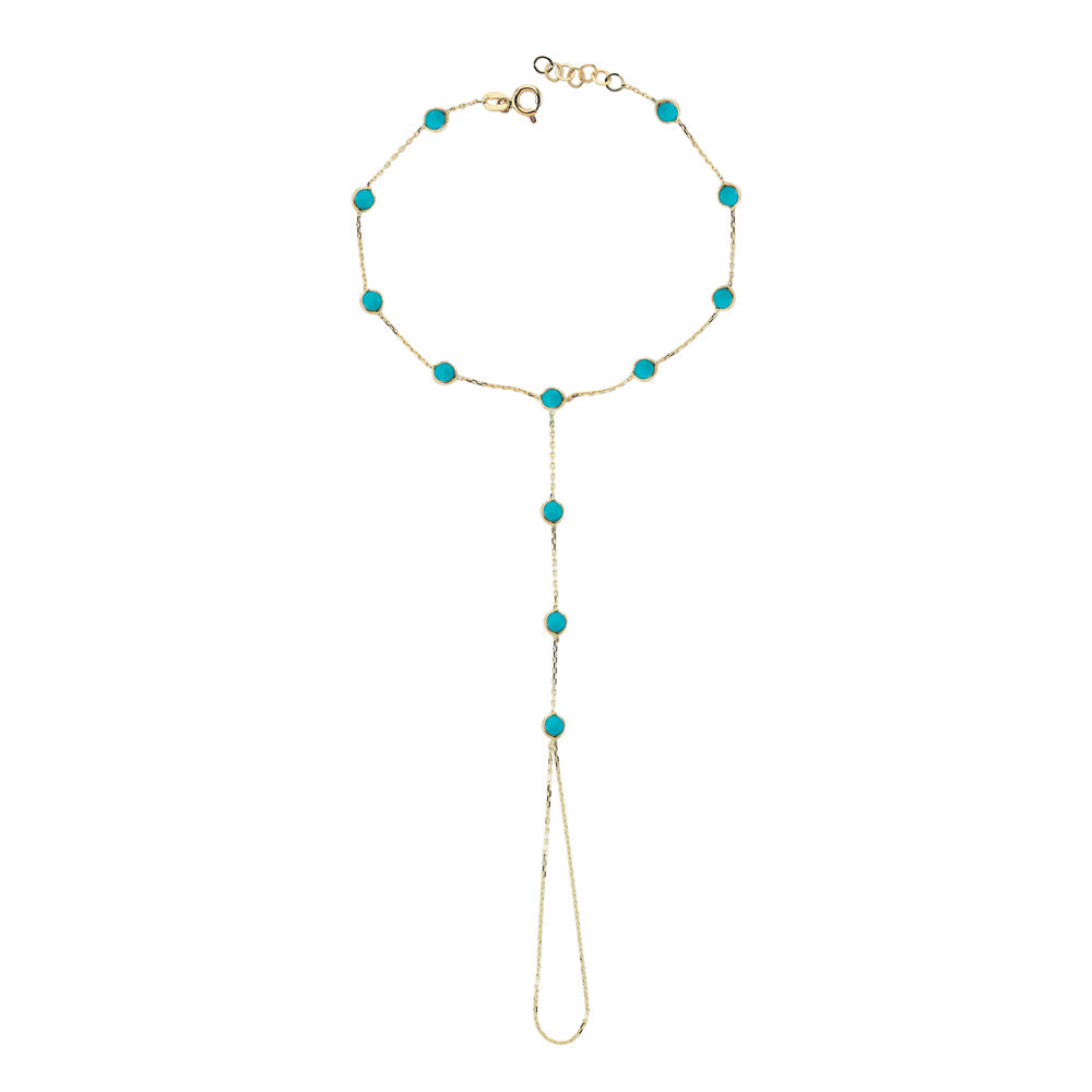 14k Solid Gold Turquoise Shahmeran Bracelet - alternate view 2
