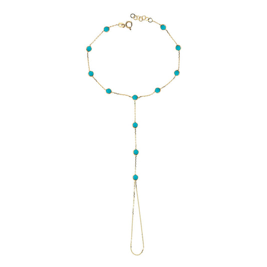 14k Solid Gold Turquoise Shahmeran Bracelet - alternate view 2