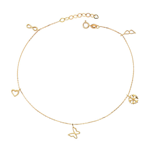 14k Solid Gold Lucky Symbol Anklet