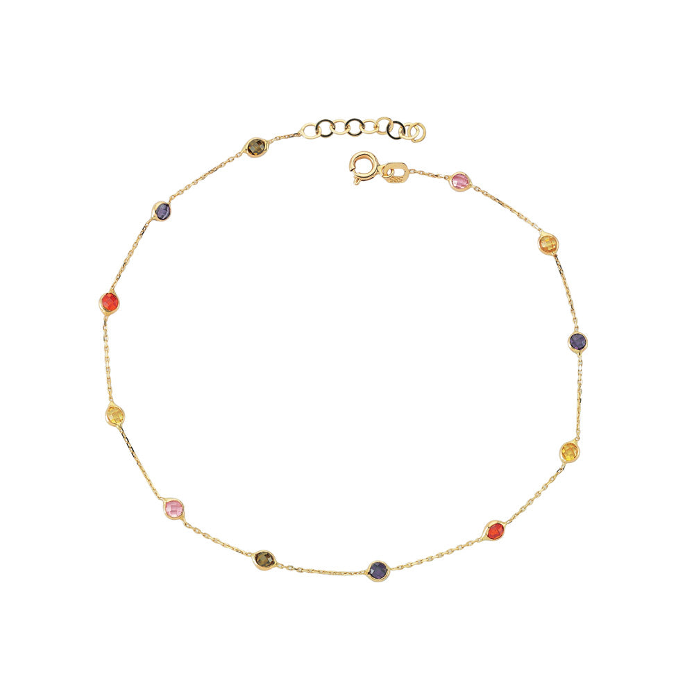14k Solid Gold Pave Anklet