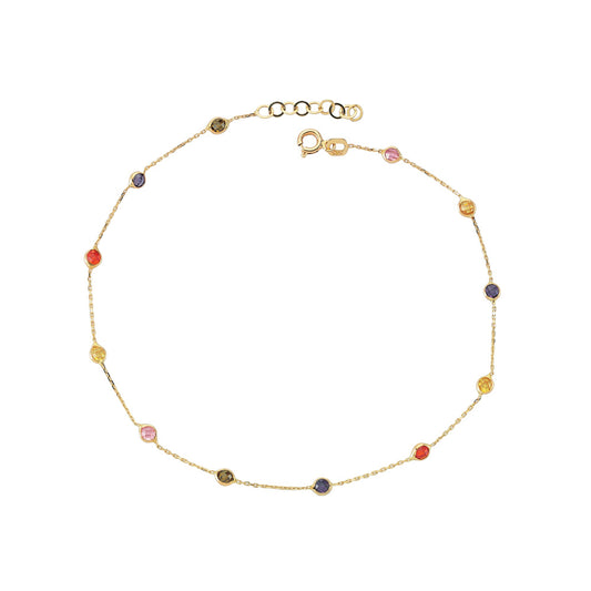 14k Solid Gold Pave Anklet