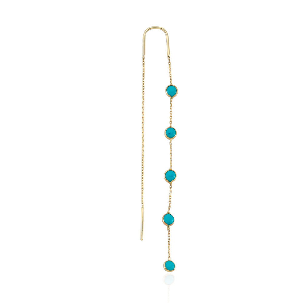 14k Solid Gold Turquoise Shake Earring