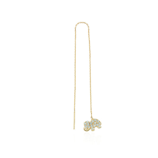14k Solid Gold Shake Elephant Earring