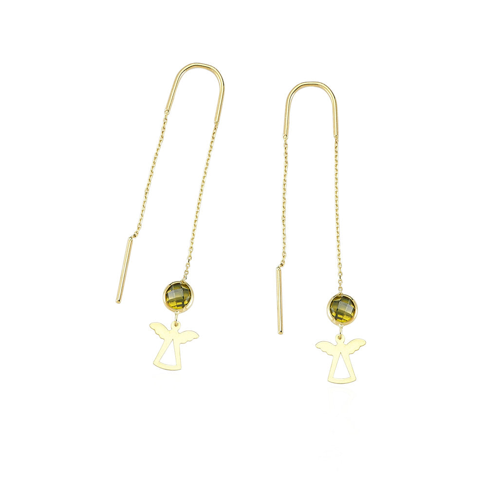 14k Solid Gold Angel Earring