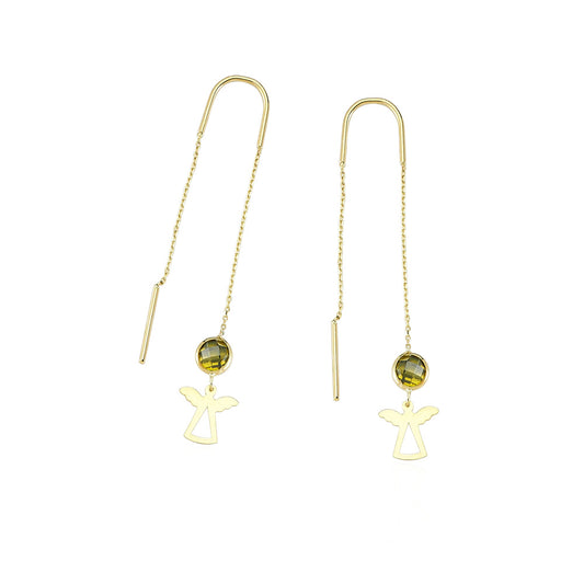 14k Solid Gold Angel Earring