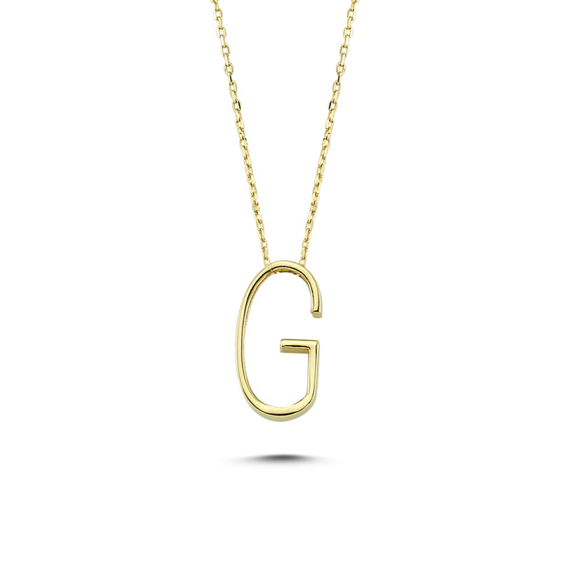 14k Solid Gold 3D G Letter Necklace