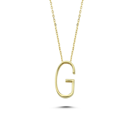 14k Solid Gold 3D G Letter Necklace