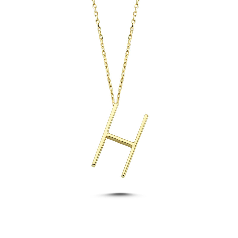14k Solid Gold 3D H Letter Necklace