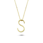 14k Solid Gold 3D S Letter Necklace
