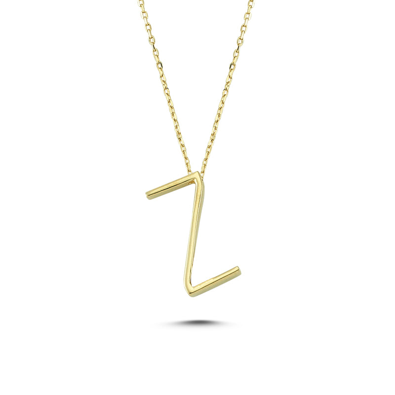 14k Solid Gold 3D Z Letter Necklace
