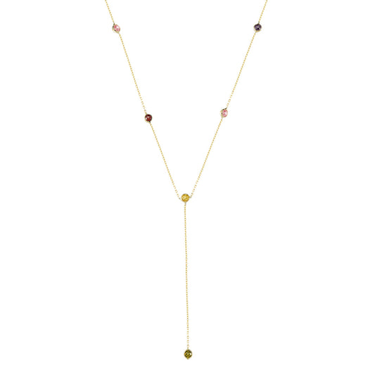 14k Solid Gold Colored Pave Necklace