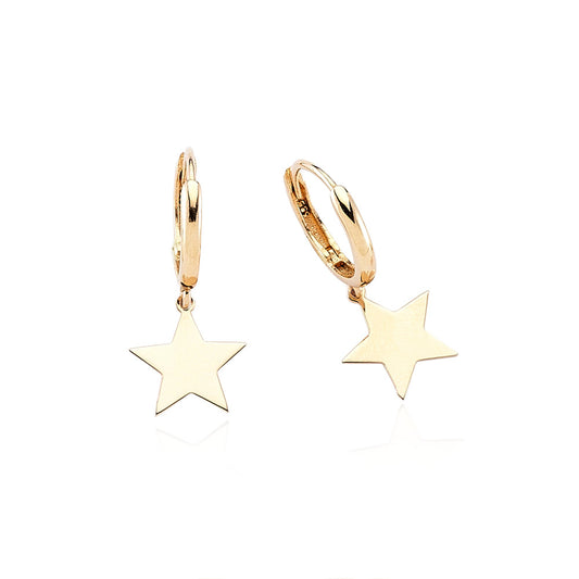 14k Solid Gold Star Earring