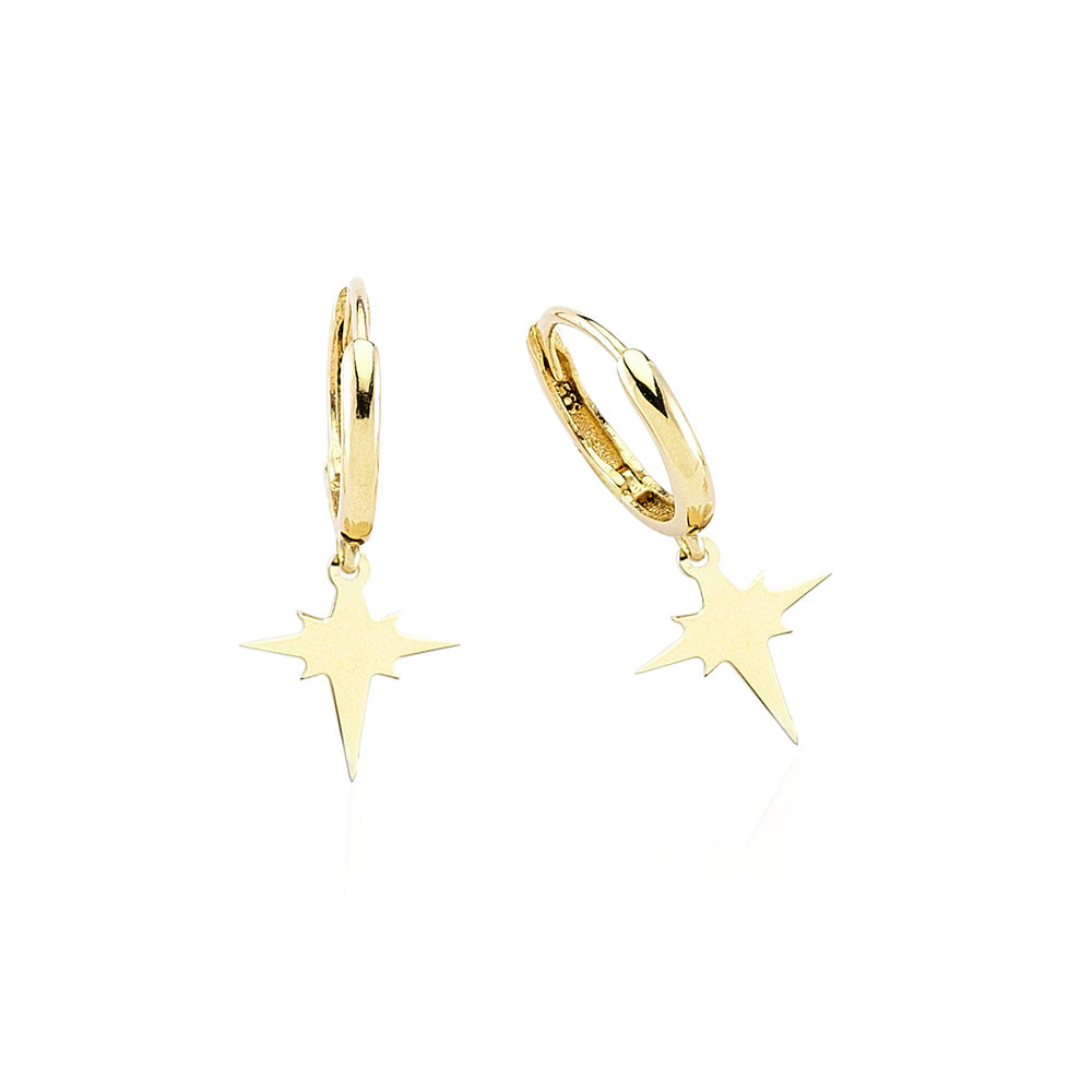 14k Solid Gold Polar Star Earring