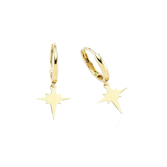 14k Solid Gold Polar Star Earring