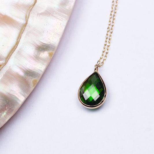 14k Solid Gold Drop Necklace - alternate view 2