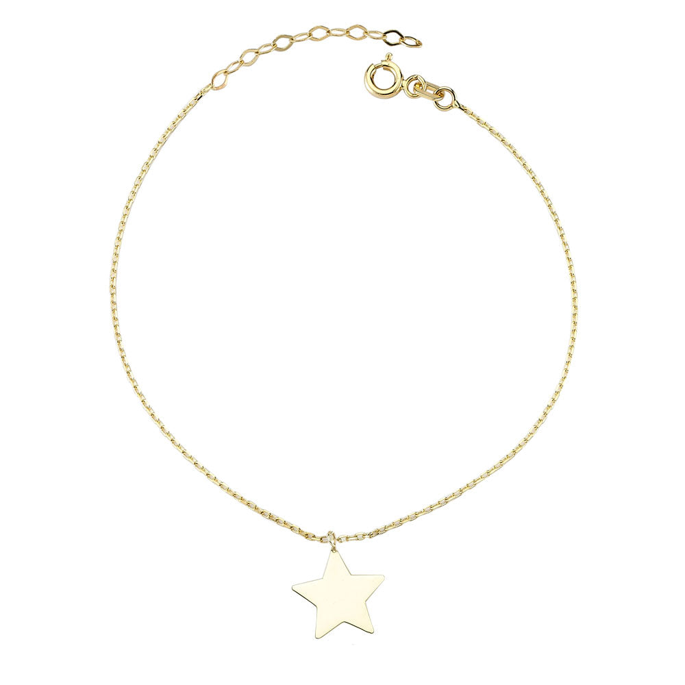 14k Solid Gold Star Anklet