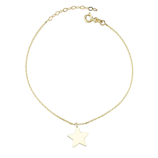 14k Solid Gold Star Anklet