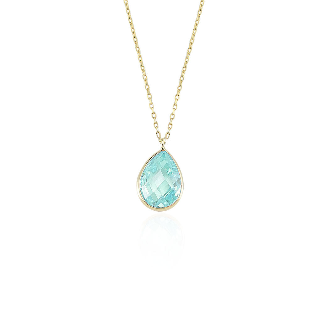 14k Solid Gold Drop Necklace - alternate view 2