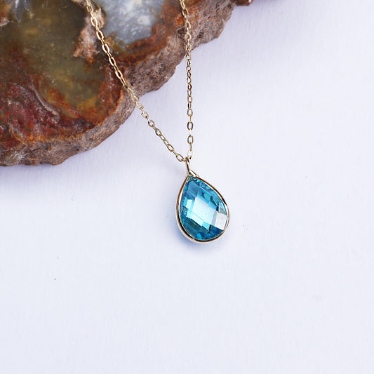14k Solid Gold Drop Necklace